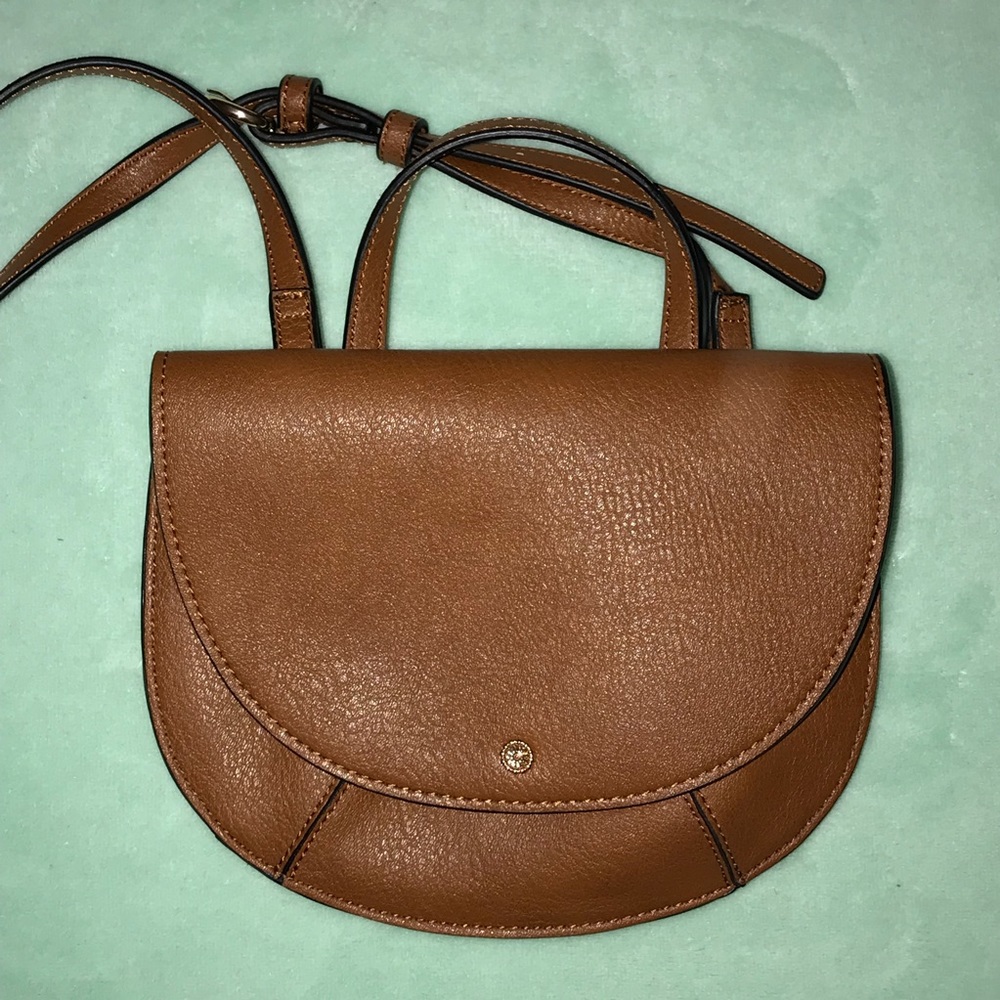 LC Lauren Conrad Cheval Saddle tan crossbody bag